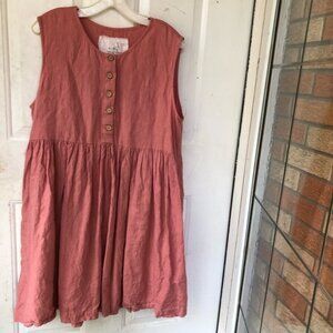 notPERFECTLINEN mama Midi Dress pink large 100% linen